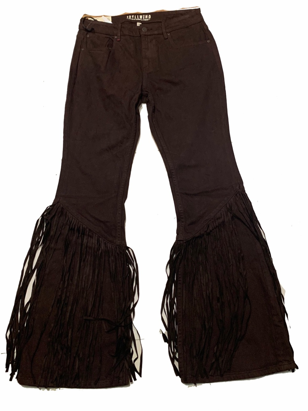 Idyllwind Brown Fringe Wide-Leg Jeans inseam 34